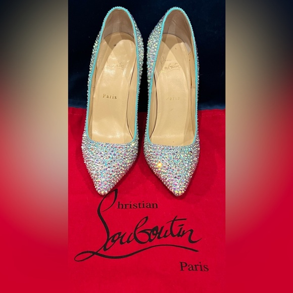 Christian Louboutin Tiffany Blue Swarovski Crystal Strass Heels So Kate 100mm 39 - Picture 5 of 9